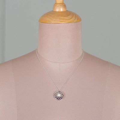 Alternate image for Floral Natural Cream Pearl and Faceted Amethyst Jewelry Set Wise Sparkle