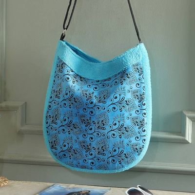 Alternate image for Spring-Inspired Cerulean 100 Cotton Floral Shoulder Bag Cerulean Vines