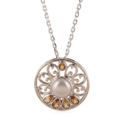 Alternate image for Spring-Themed Cream Pearl and Faceted Citrine Jewelry Set Prosperous Sparkle