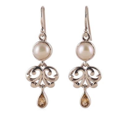 Alternate image for Spring-Themed Cream Pearl and Faceted Citrine Jewelry Set Prosperous Sparkle