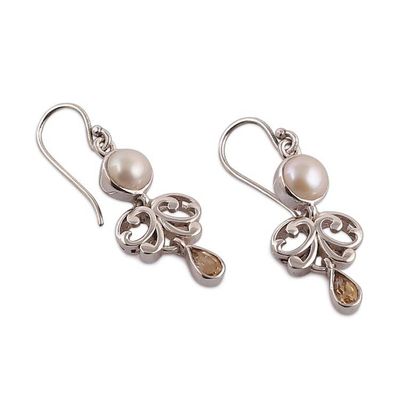 Alternate image for Spring-Themed Cream Pearl and Faceted Citrine Jewelry Set Prosperous Sparkle