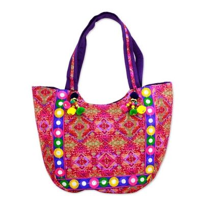 Alternate image for Tote Handbag with Kaleidoscope Motifs from India Pink Kaleidoscope