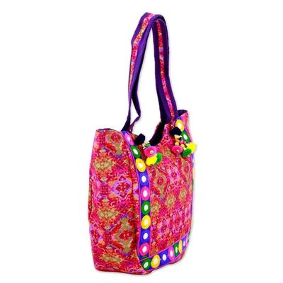 Alternate image for Tote Handbag with Kaleidoscope Motifs from India Pink Kaleidoscope