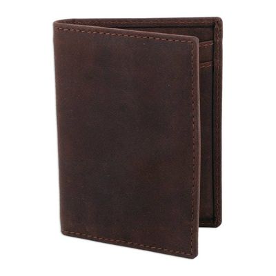 Alternate image for Classic Solid Brown 100 Leather Bi-Fold Wallet for Men Espresso Life