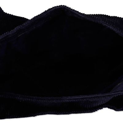 Alternate image for Adjustable Cotton Corduroy Shoulder Bag in Blue Shade Midnight Elegance