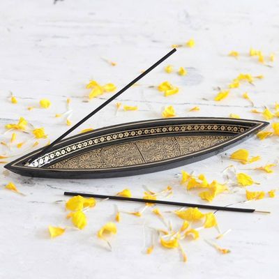 Alternate image for Handcrafted Traditional Wood Incense Holder in Warm Hues Midnight Scents