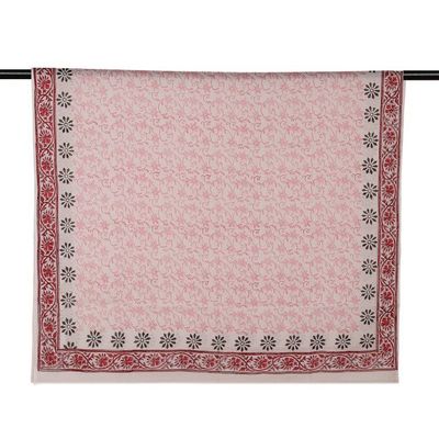 Alternate image for Cotton Sarong with Hand-Block Printed Floral and Vine Motifs Garden of Joy