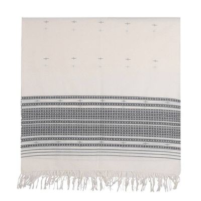 Alternate image for Patterned Onyx and Alabaster 100 Cotton Shawl with Fringes Alabaster Legacy