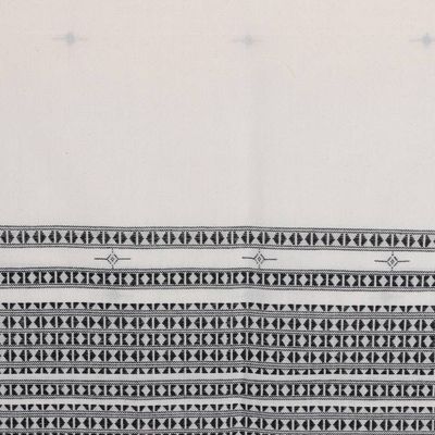 Alternate image for Patterned Onyx and Alabaster 100 Cotton Shawl with Fringes Alabaster Legacy