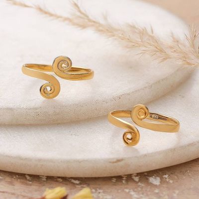 Alternate image for Pair of 22k Gold-Plated Silver Adjustable Wrap Toe Rings Sublime Luminosity