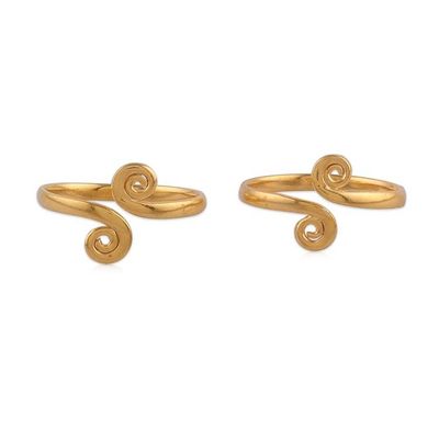 Alternate image for Pair of 22k Gold-Plated Silver Adjustable Wrap Toe Rings Sublime Luminosity