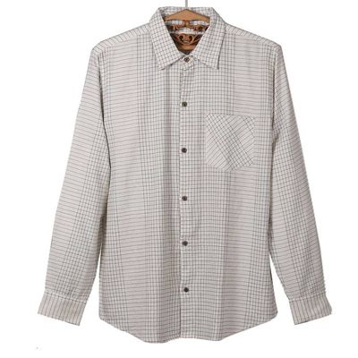 Alternate image for Checkered Pattern White and Black 100 Cotton Shirt for Men Checkered Seigneur