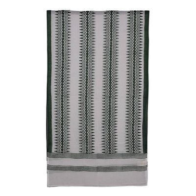 Alternate image for Hand Block-Printed Green White Cotton Shawl from India Forest Green