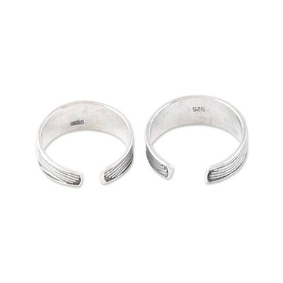 Alternate image for Set of 2 Bohemian Style Sterling Silver Toe Rings from India Wavy Style