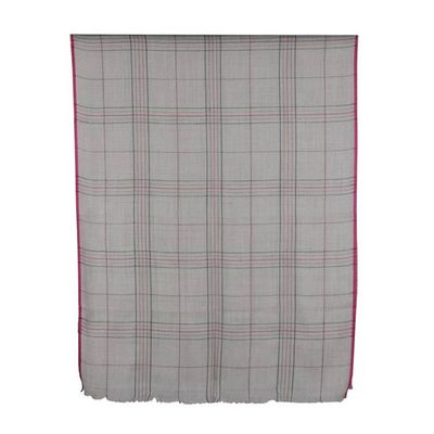 Alternate image for Square-Patterned Fringed Woven Wool Shawl from India Sophisticated Charm