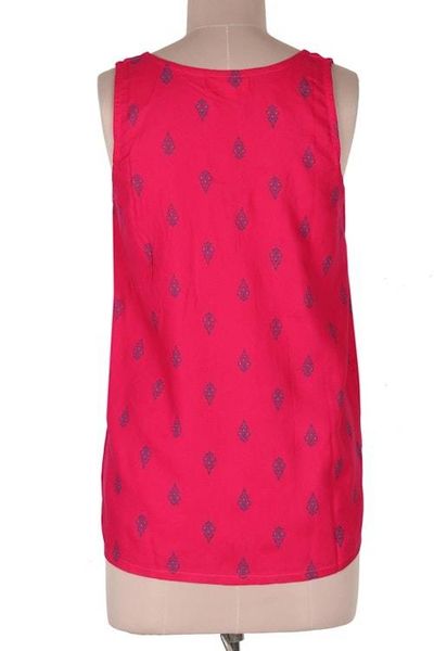 Alternate image for Screen Printed Pink Rayon Sleeveless Blouse from India Ruby My Dear