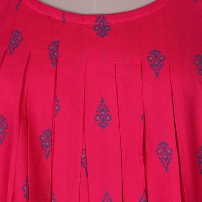 Alternate image for Screen Printed Pink Rayon Sleeveless Blouse from India Ruby My Dear