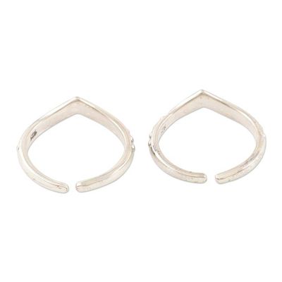 Alternate image for Hand Crafted Sterling Silver Toe Rings Pair Silver Lady