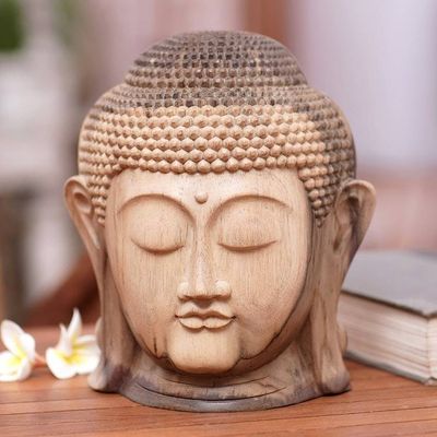 Main image for World Peace Project Hand-Carved Wood Buddha Sculpture, Bali Enlightenment Peace