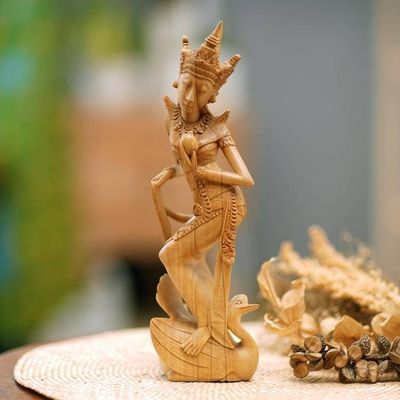 Main image for Hand-Carved Crocodile Wood Saraswati Sculpture from Bali Sage Saraswati