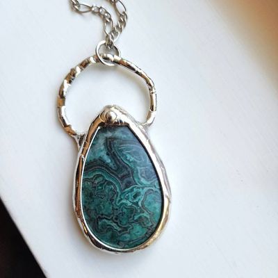 Main image for Crazy Lace Agate Necklace, Handmade Green Pattern Stone Pendant, Artisan Jewelry