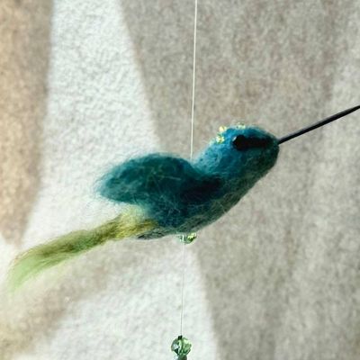 Main image for Needle Felted Hummingbird Ornament called Luma – Handmade Sun Catcher and Window Decor