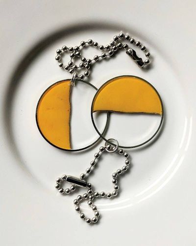 Main image for Orange Circular Bag Charm, Hand Painted, Resin Filled