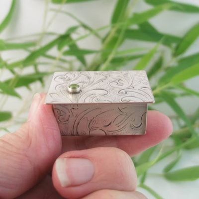 Main image for Tiny Silver Trinket Box with Birthstone Accent