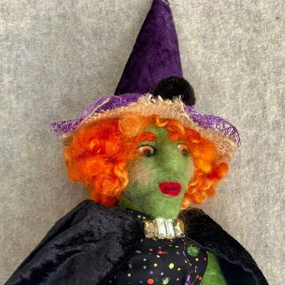Main image for Witch Art Doll – Handmade Halloween Decor, handmade textile witch, meet Myrtle Tanglefoot