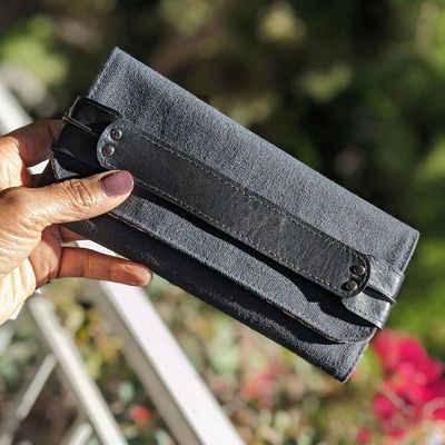 Main image for Black Canvas Wallet, Faux Leather Details, Cork Lining - My Simple Wallet2