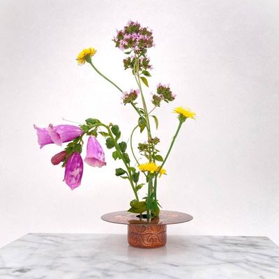 Main image for Swimming Koi Etched Copper Ikebana Vase