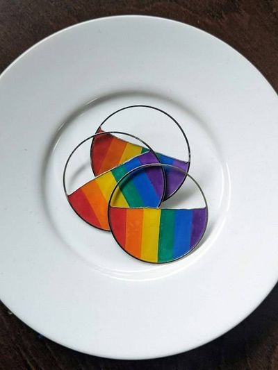Main image for Pride Rainbow Pin, Hand Painted, Resin Filled